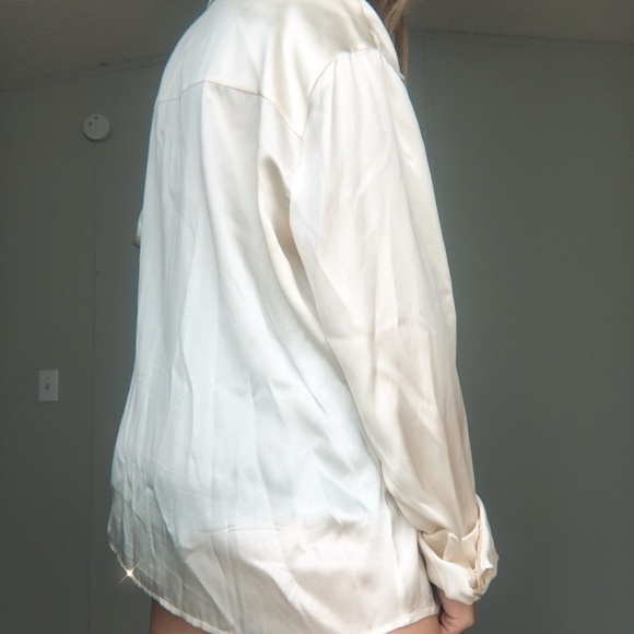 Pearl white Satin Button Down - Picture 5 of 6